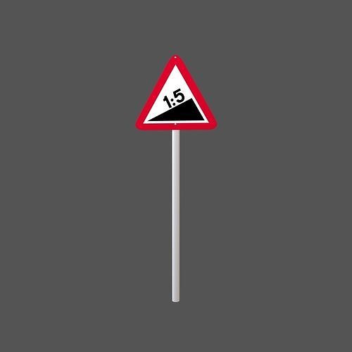 Hong Kong Road Steep Hill Upwards Sign V1 001 Low-poly 3D model
