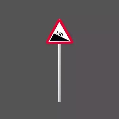 Hong Kong Road Steep Hill Downwards Sign V1 001