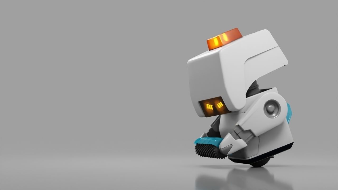 sci-fi cleaner robot rigged animated character 3D model_2