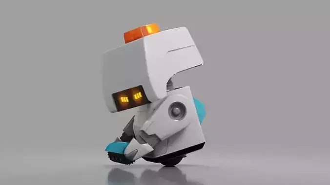 sci-fi cleaner robot rigged animated character 3D model