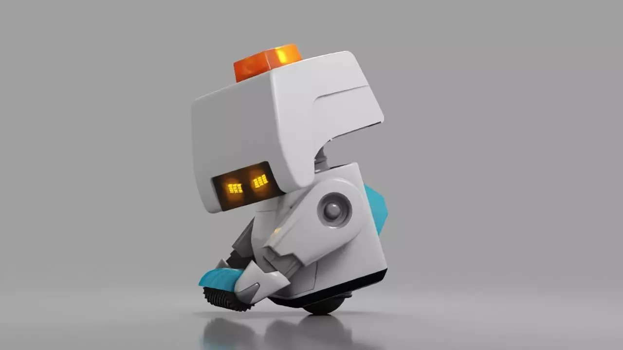 sci-fi cleaner robot rigged animated character 3D model_0