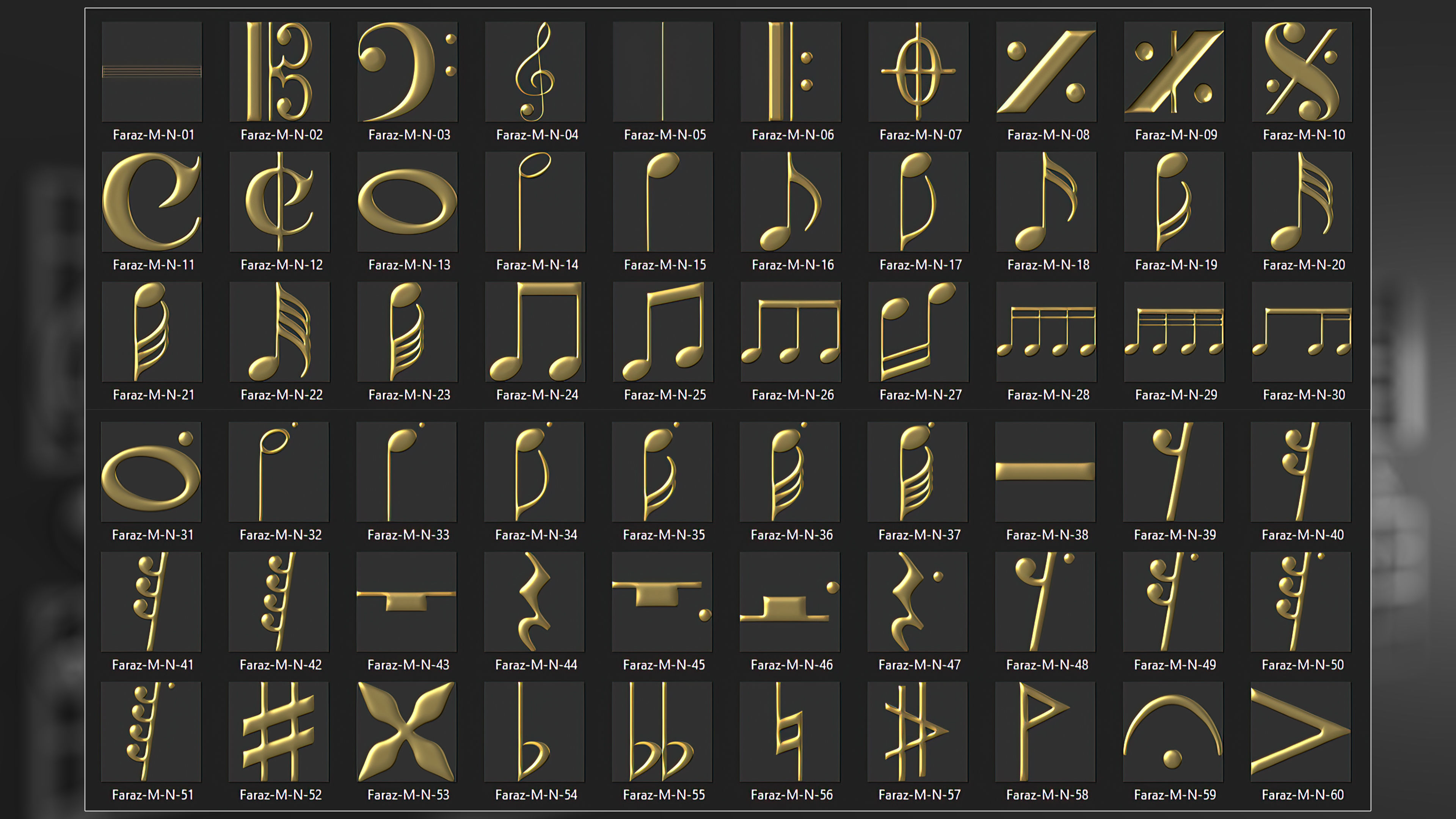Musical Notes Brush   Alpha and 3D Model 3D model_1