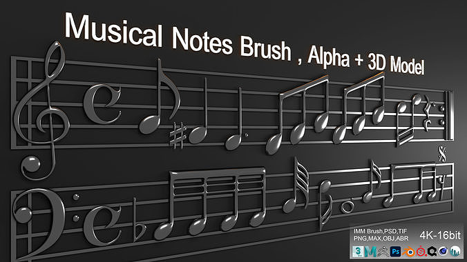 Musical Notes Brush   Alpha and 3D Model 3D model