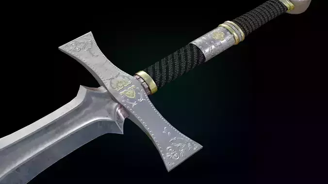 Silver two-handet fantasy long sword