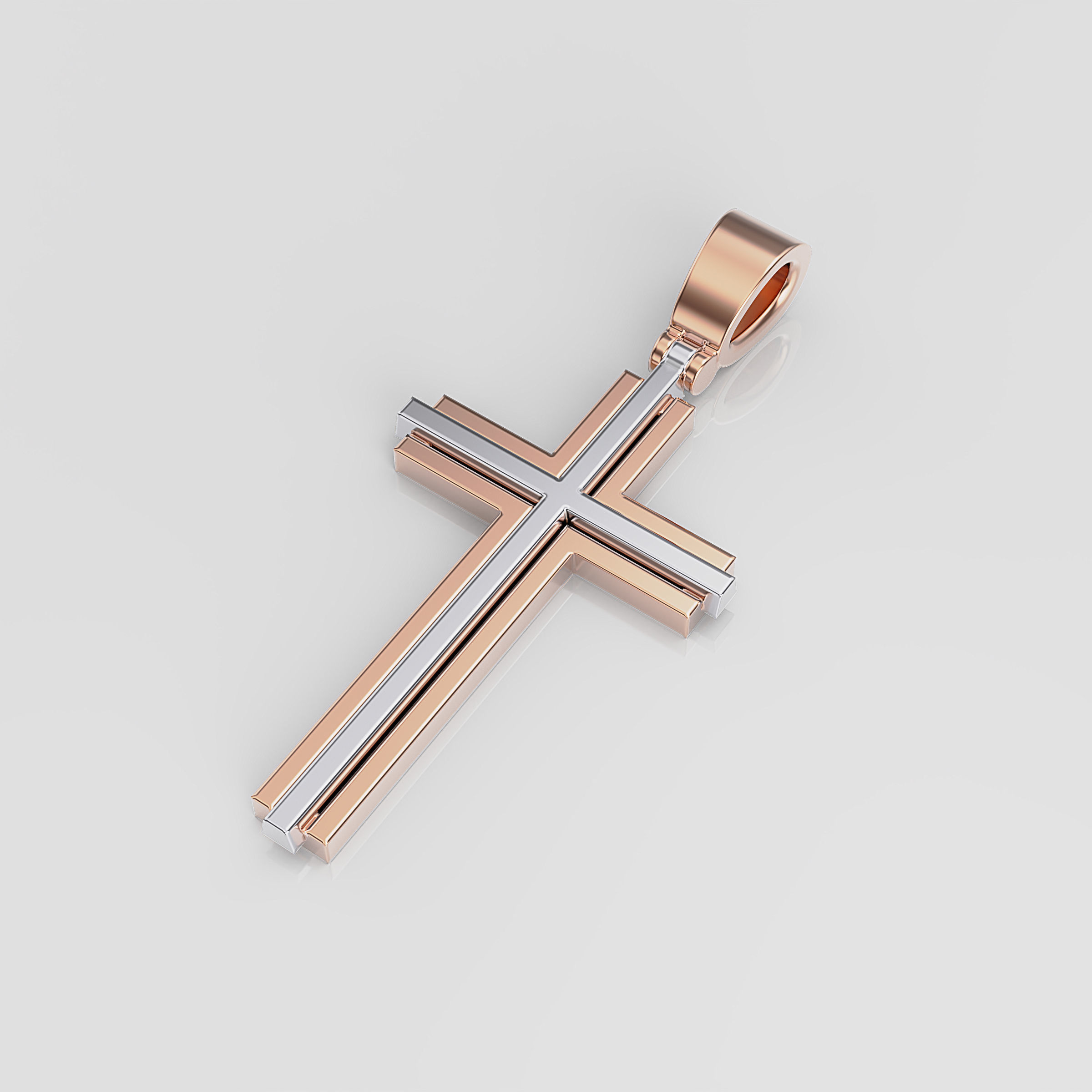 Cross gold pendant 3D print model_9