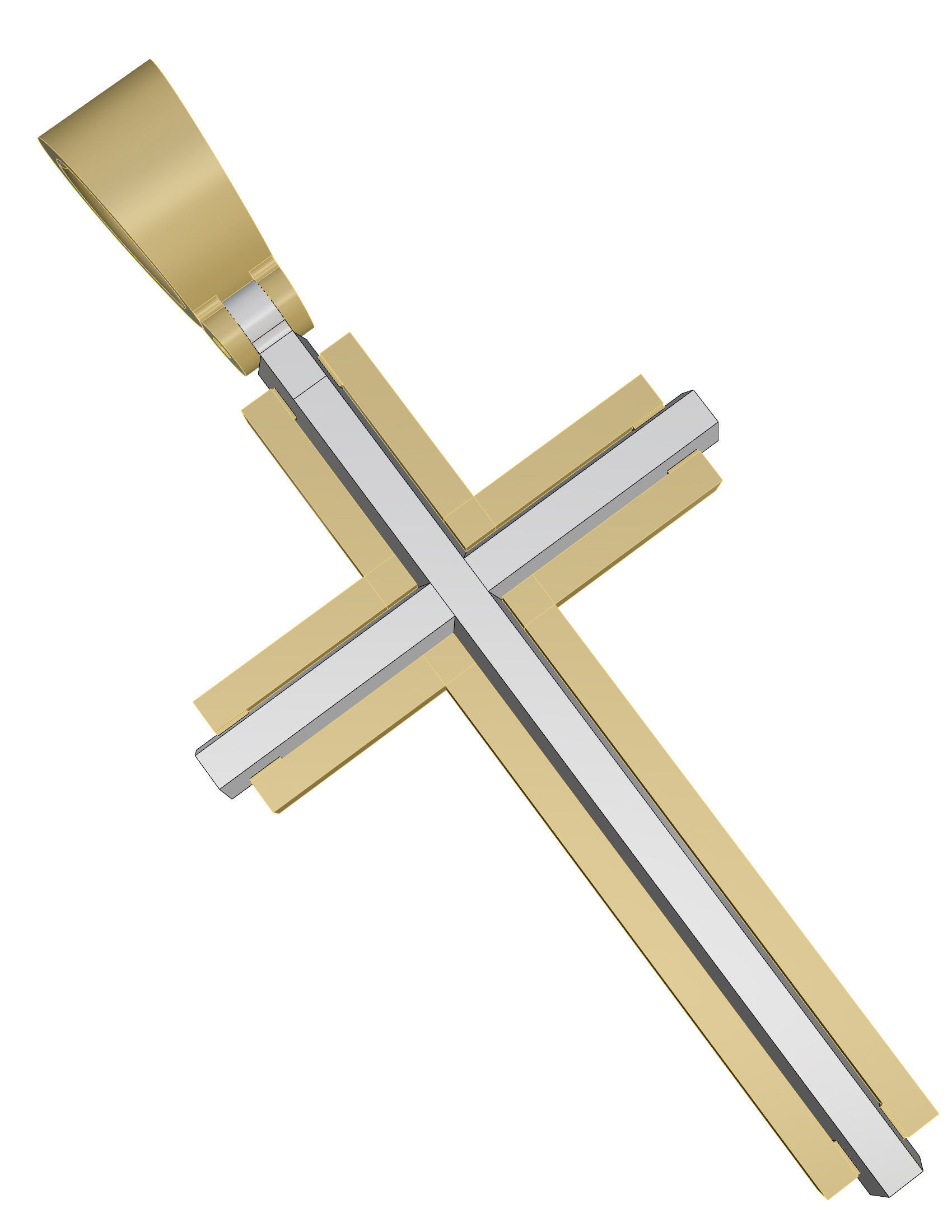 Cross gold pendant 3D print model_14