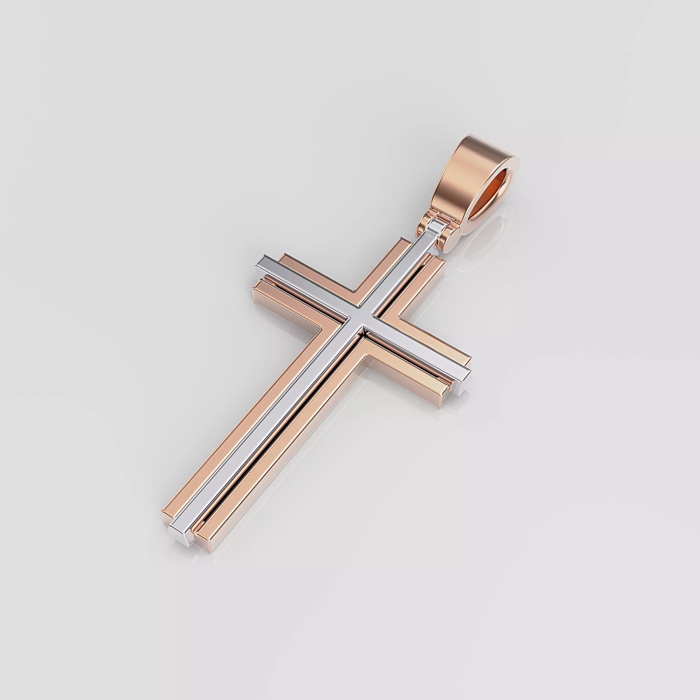 Cross gold pendant 3D print model_0