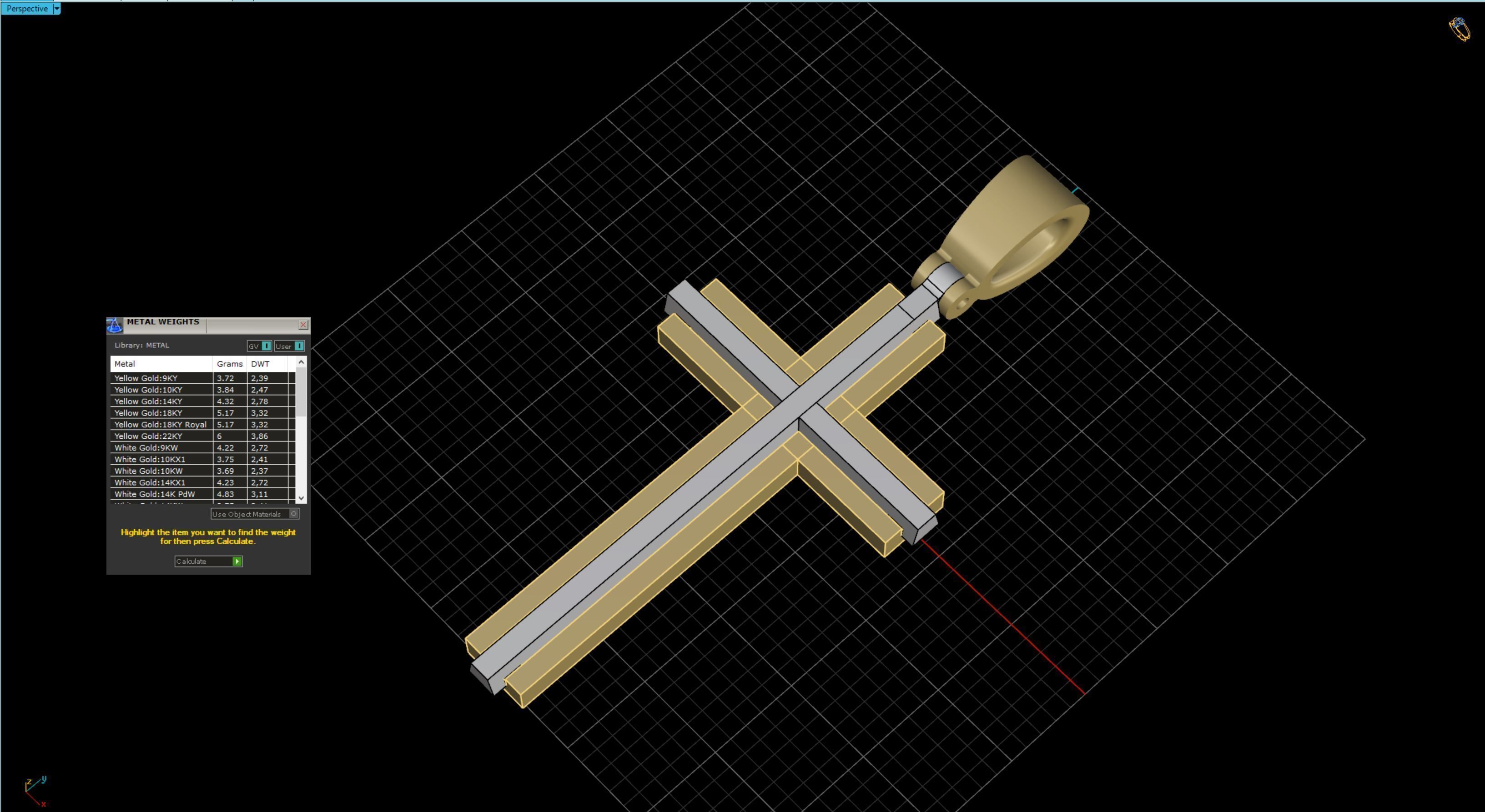 Cross gold pendant 3D print model_16