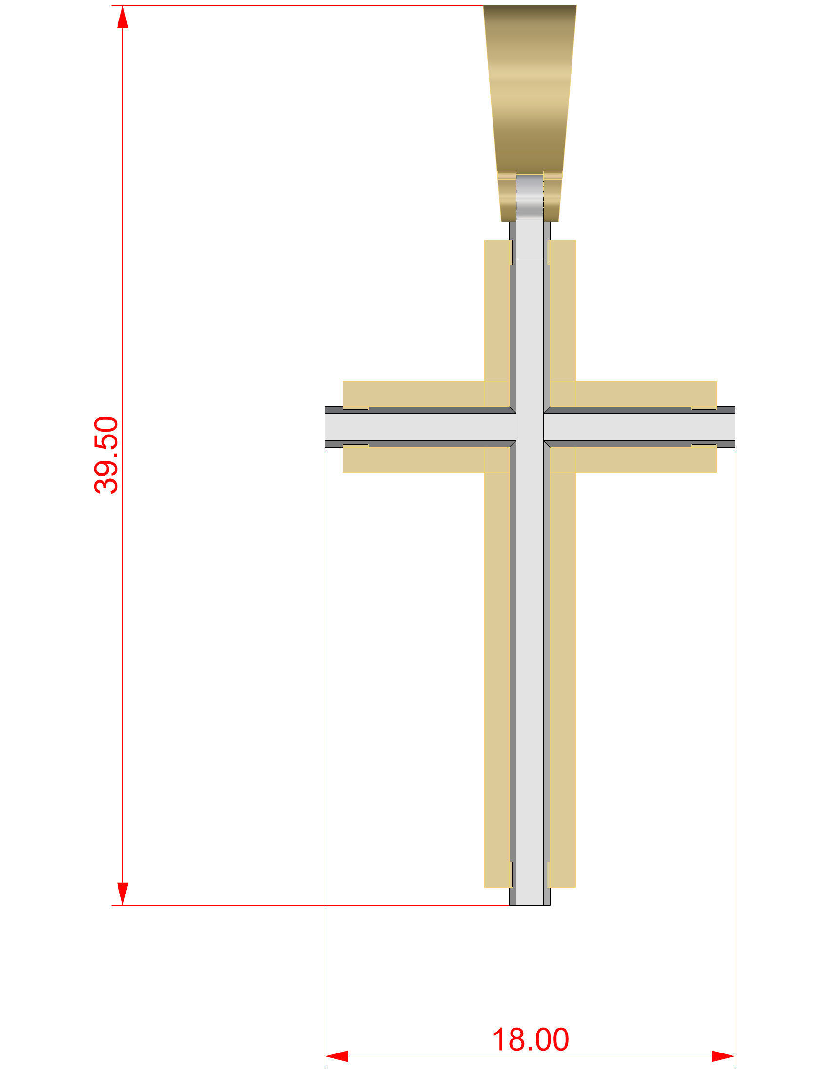 Cross gold pendant 3D print model_10