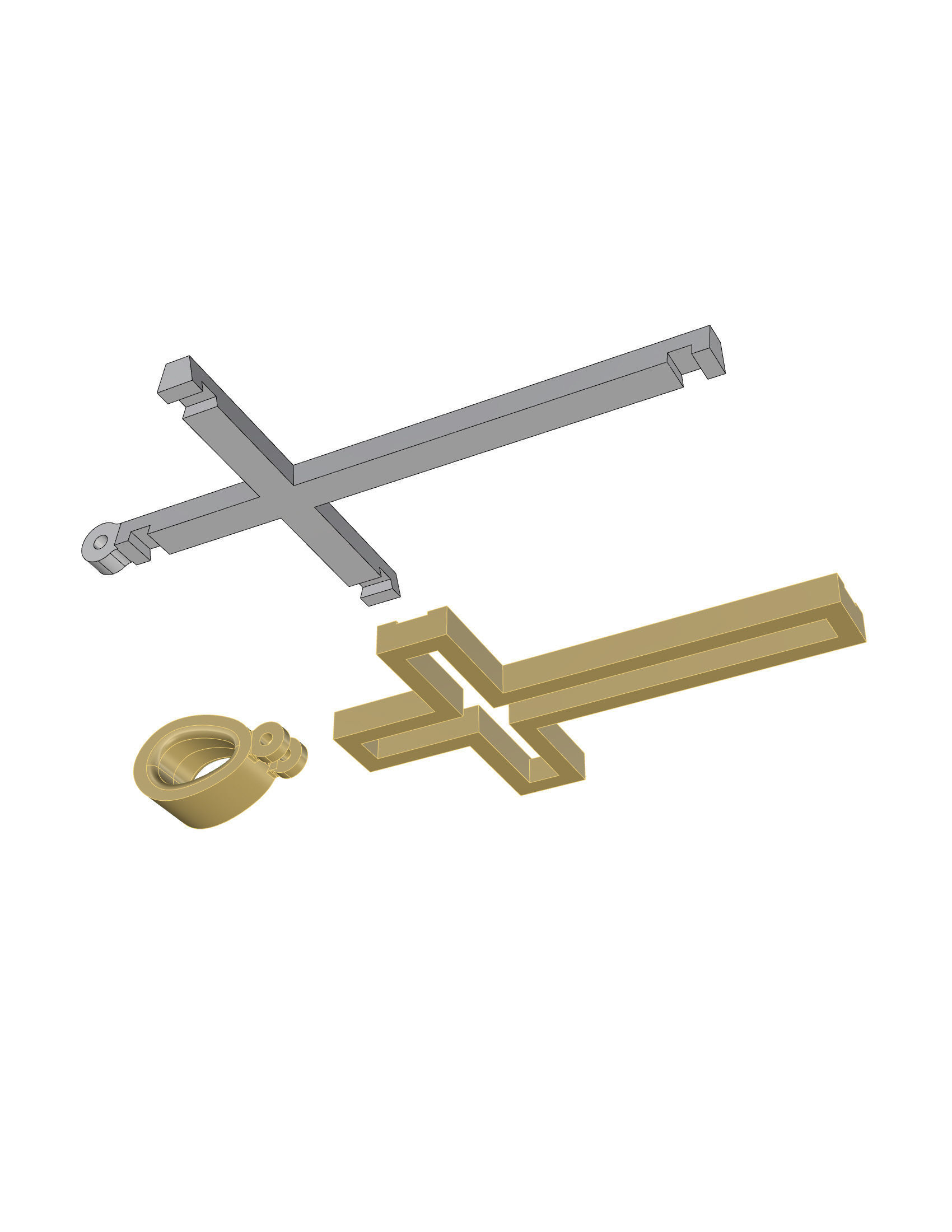 Cross gold pendant 3D print model_17