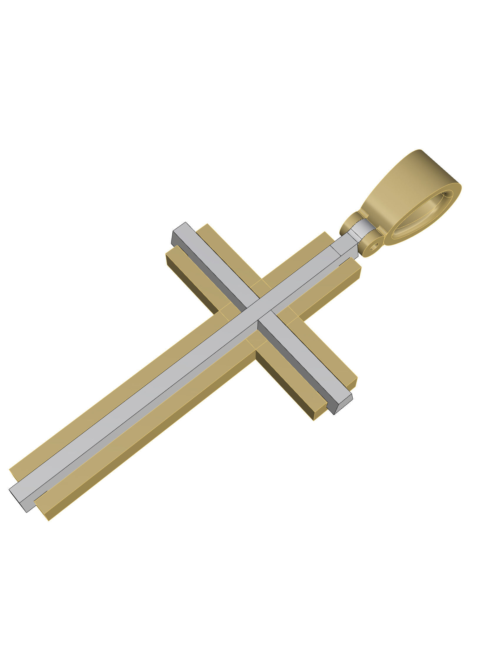Cross gold pendant 3D print model_13