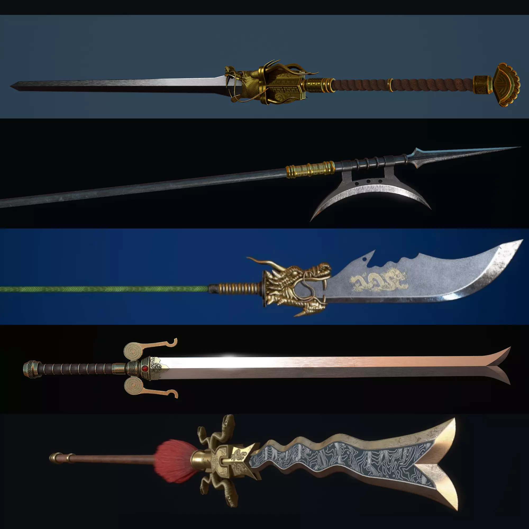 Collection of Ancient Chinese melee weapons _0