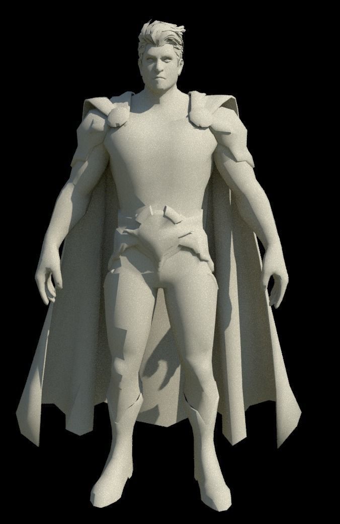 Hyperion man in cape and outfit Low-poly 3D model_1