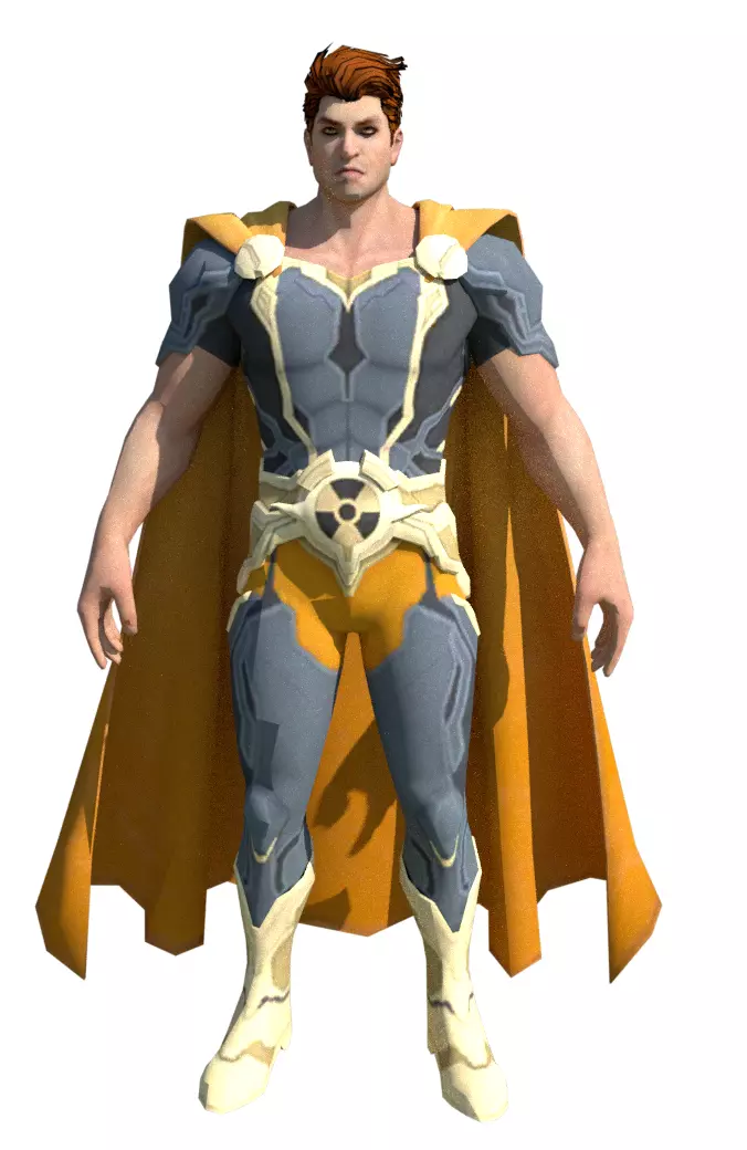 Hyperion man in cape and outfit Low-poly 3D model_0