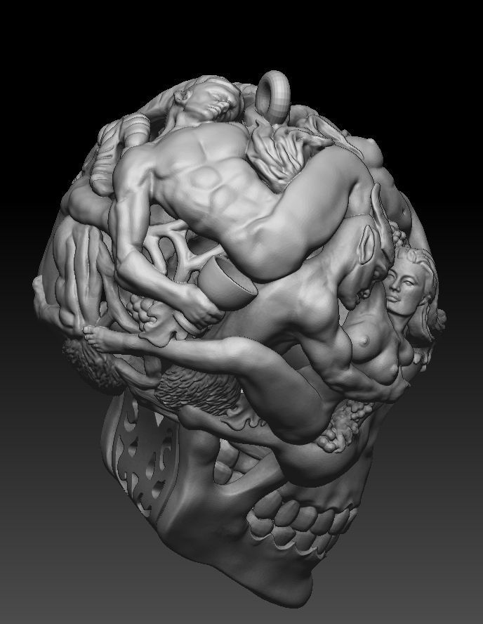 Skull pendants  antique sculpture   3D print model_11