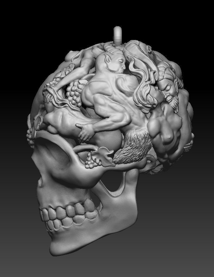 Skull pendants  antique sculpture   3D print model_9