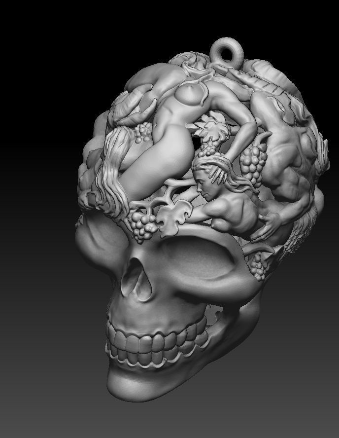 Skull pendants  antique sculpture   3D print model_7