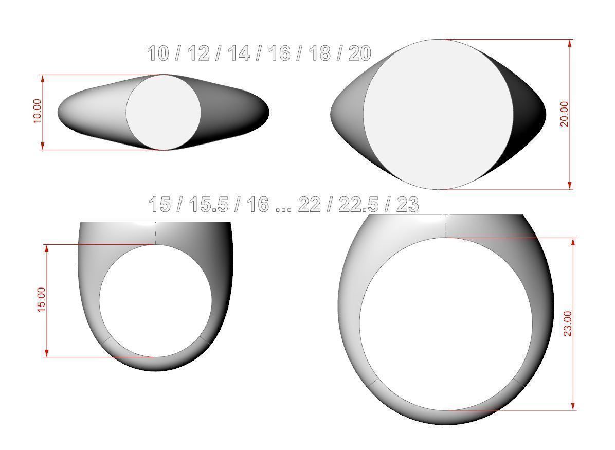 Signet rings set 10 shapes 3060 pieses MEGA pack 3D Model Collection_22