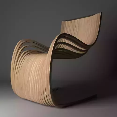 chair wooden with curved design