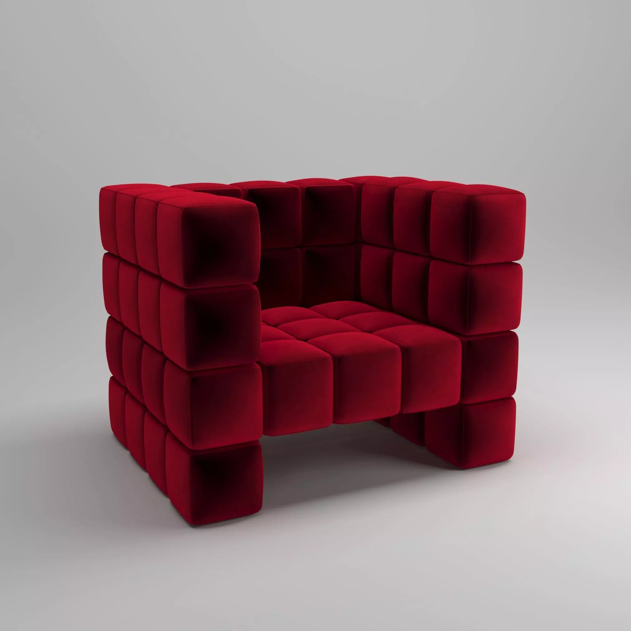 sofas chair made of cubes 3D model_0