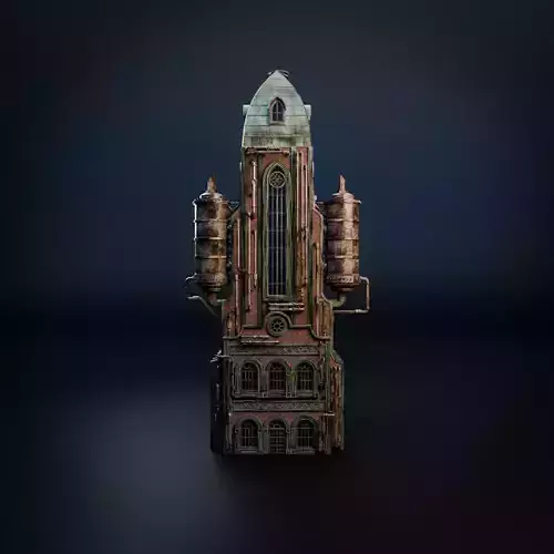 STEAMPUNK INDUSTRIAL BUILDING 1 Low-poly 3D model