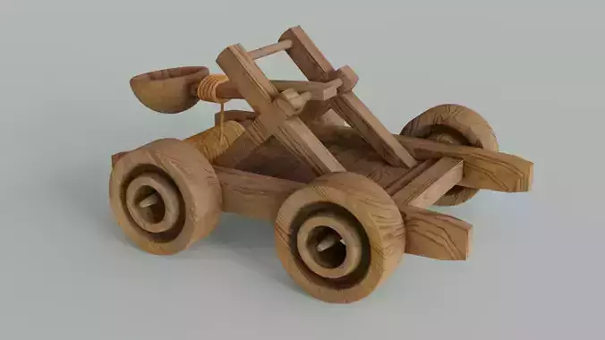Catapult wooden toy car