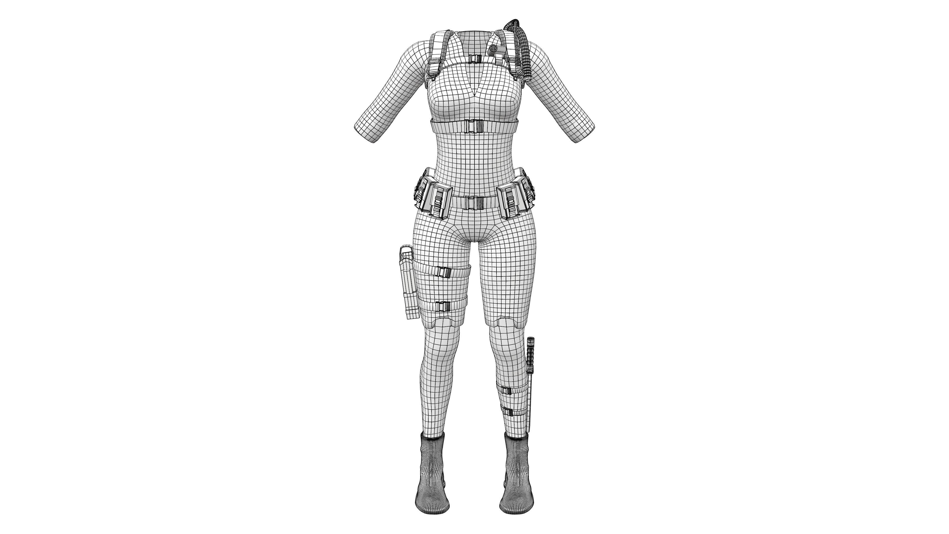 Cyberpunk Space Combat Suit Low-poly 3D model_13