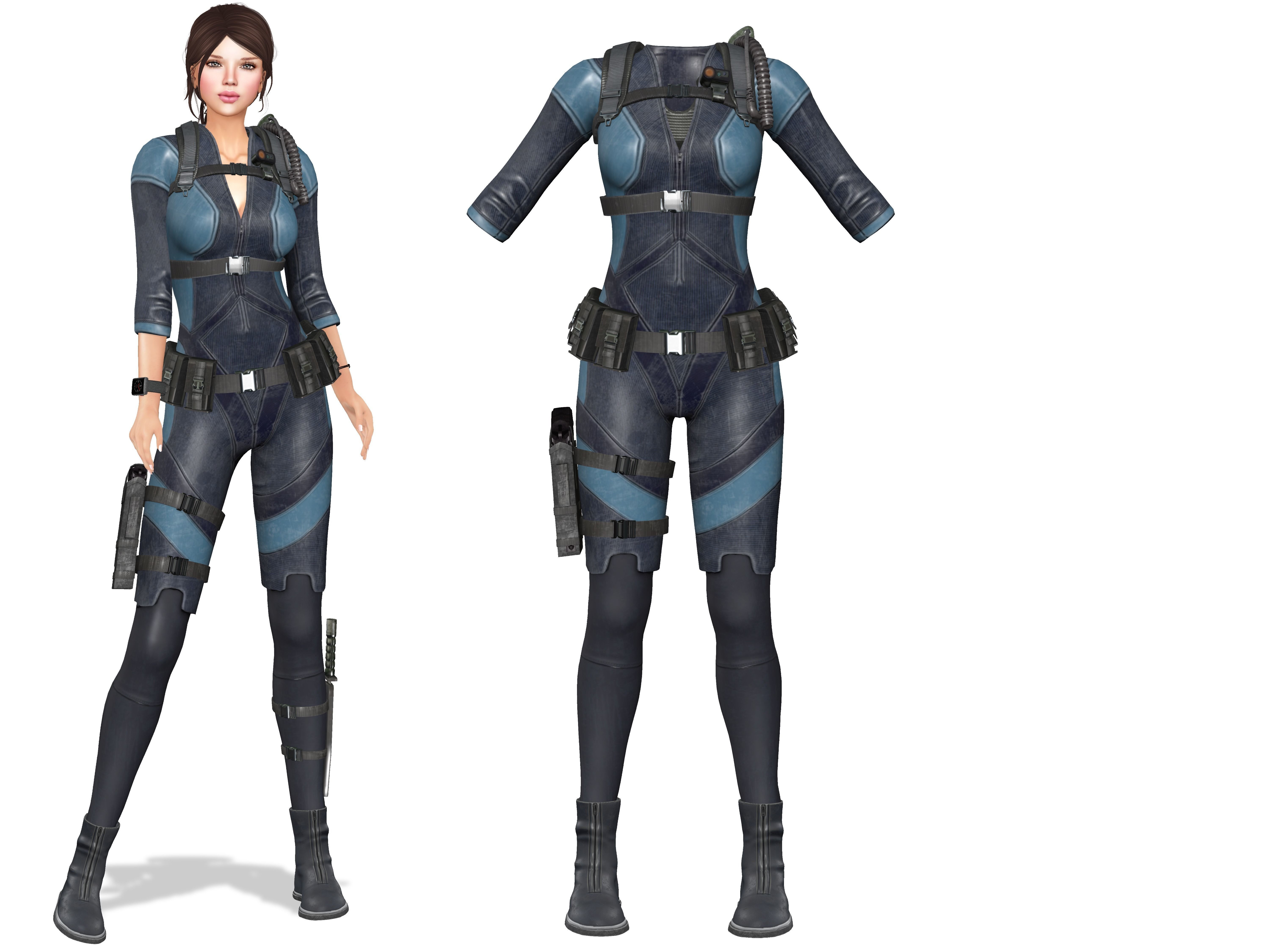 Cyberpunk Space Combat Suit Low-poly 3D model_2