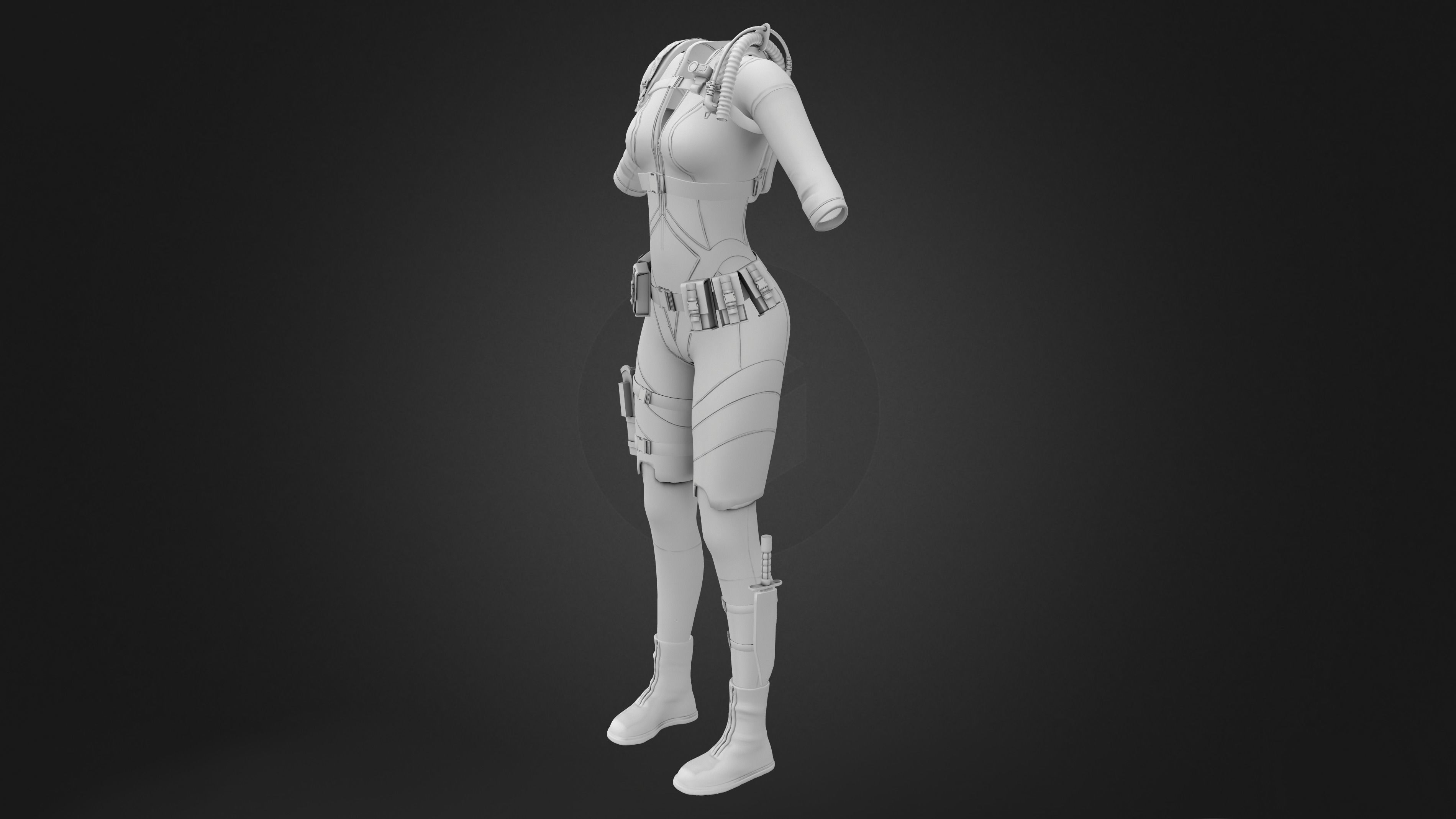 Cyberpunk Space Combat Suit Low-poly 3D model_15