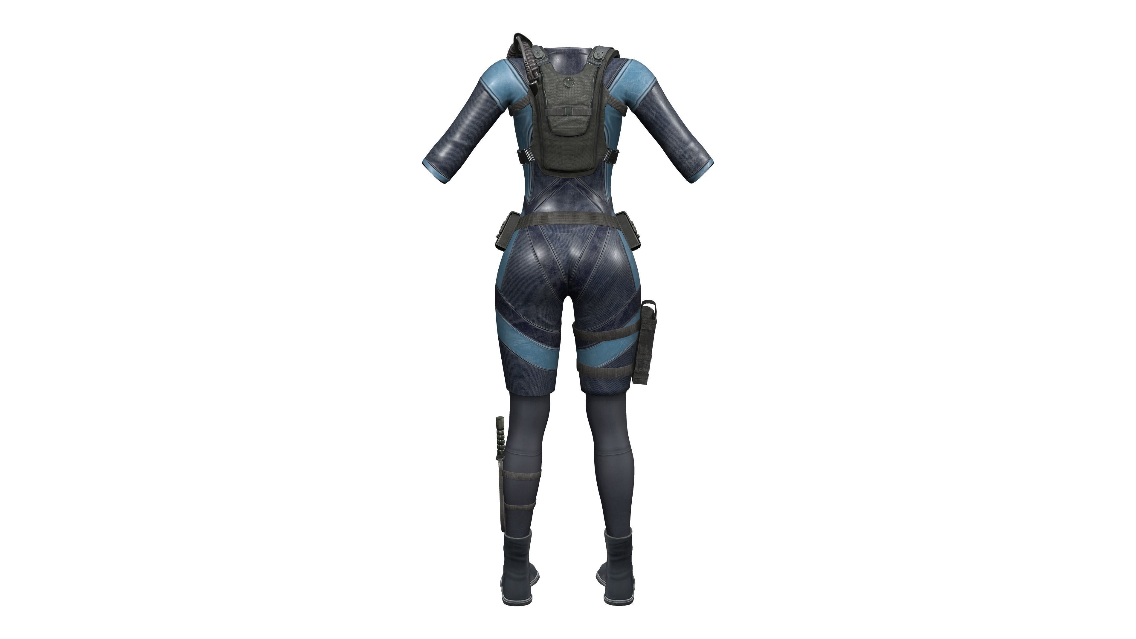 Cyberpunk Space Combat Suit Low-poly 3D model_11