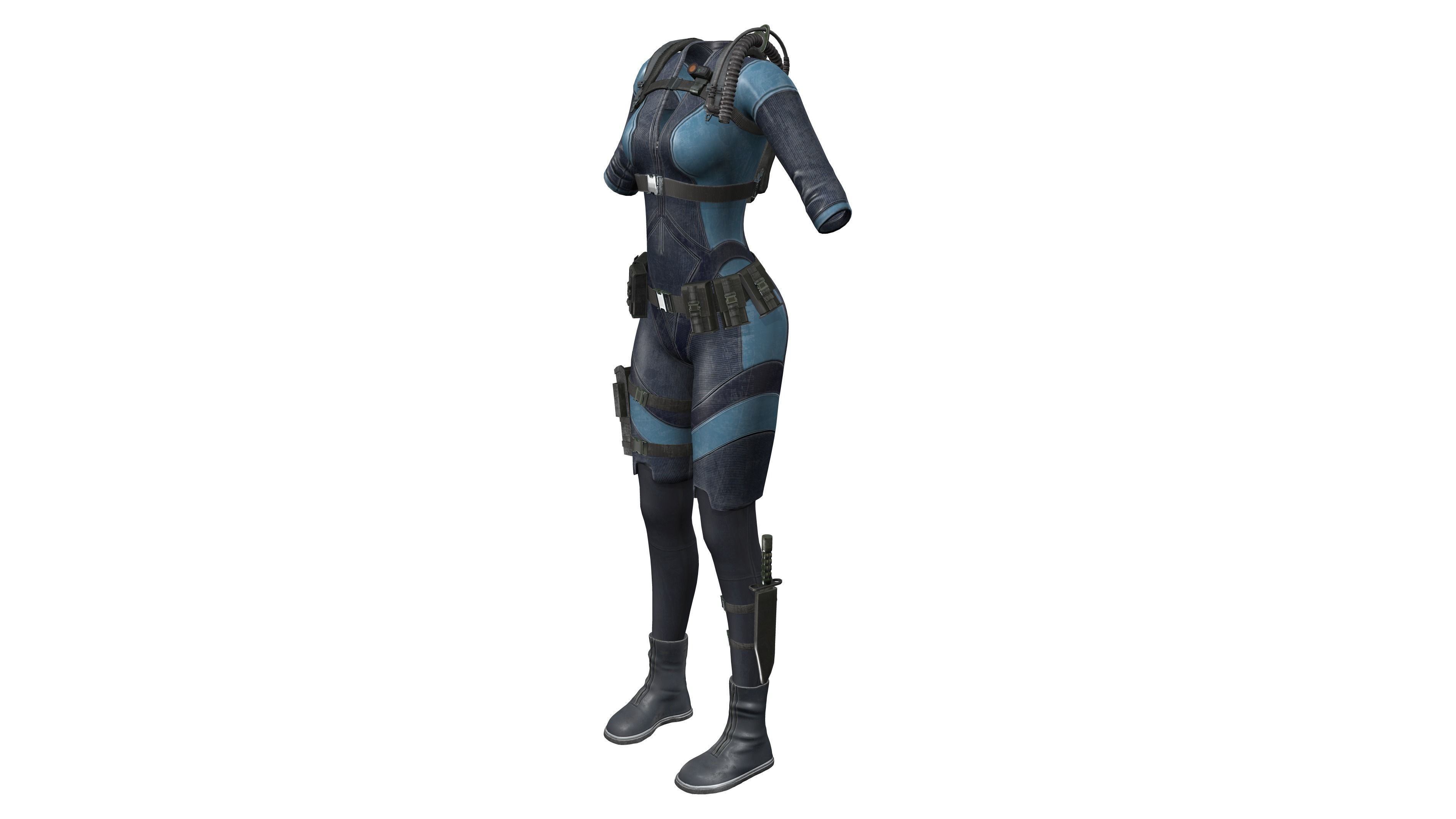 Cyberpunk Space Combat Suit Low-poly 3D model_9