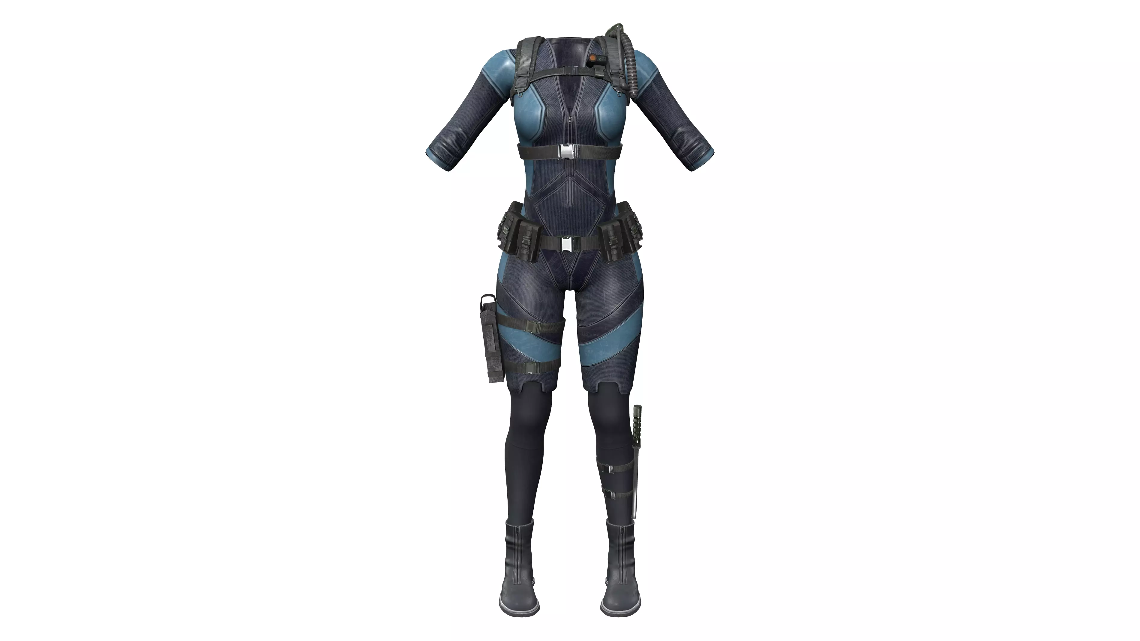 Cyberpunk Space Combat Suit Low-poly 3D model_0