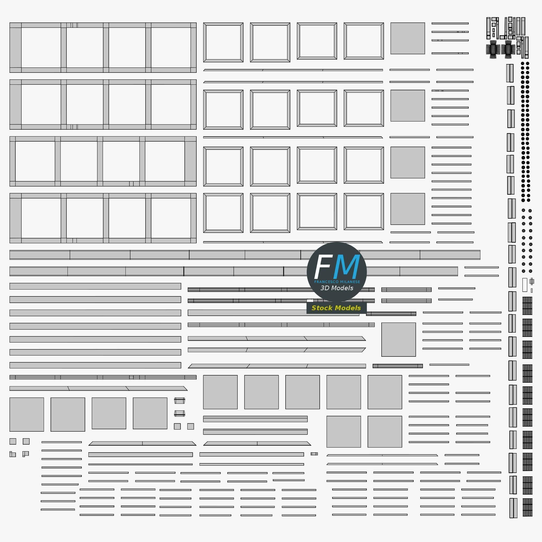 Tall wooden door 3D model_11
