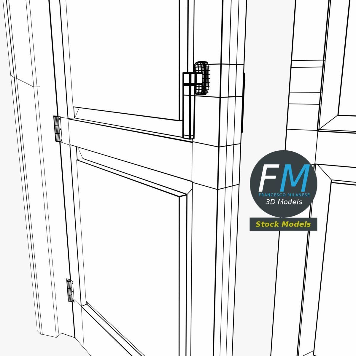Tall wooden door 3D model_8