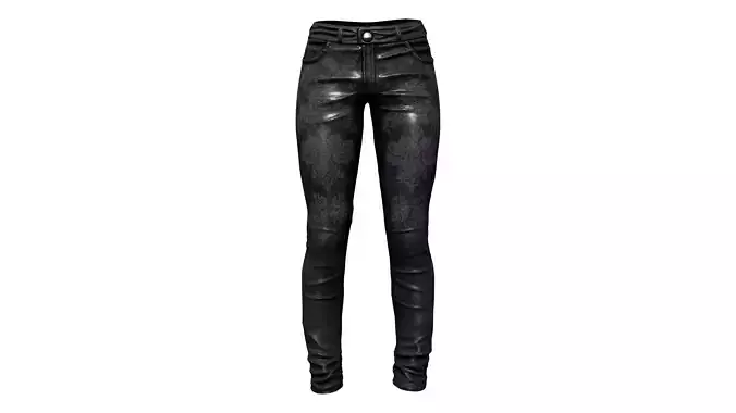 Black Damask Printed Jeans Pants