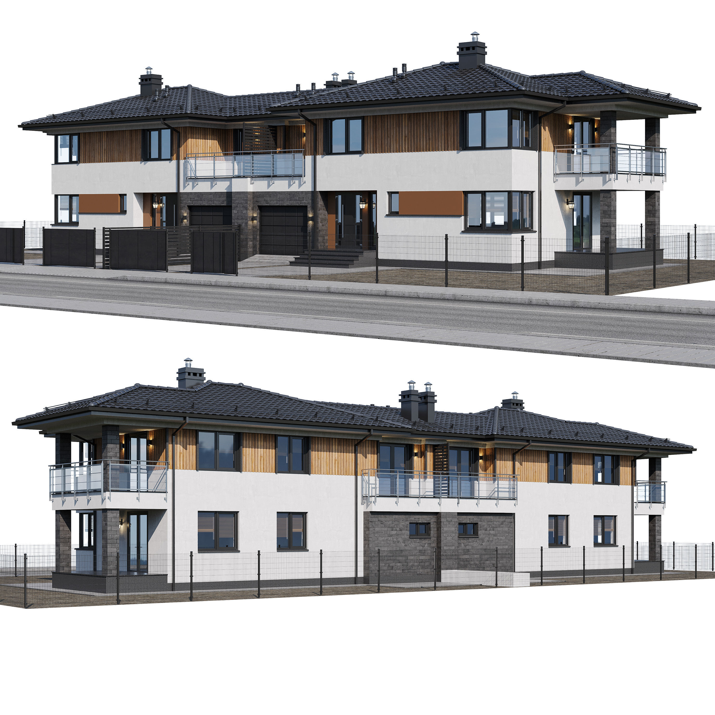 Duplex house 1 3D model_1