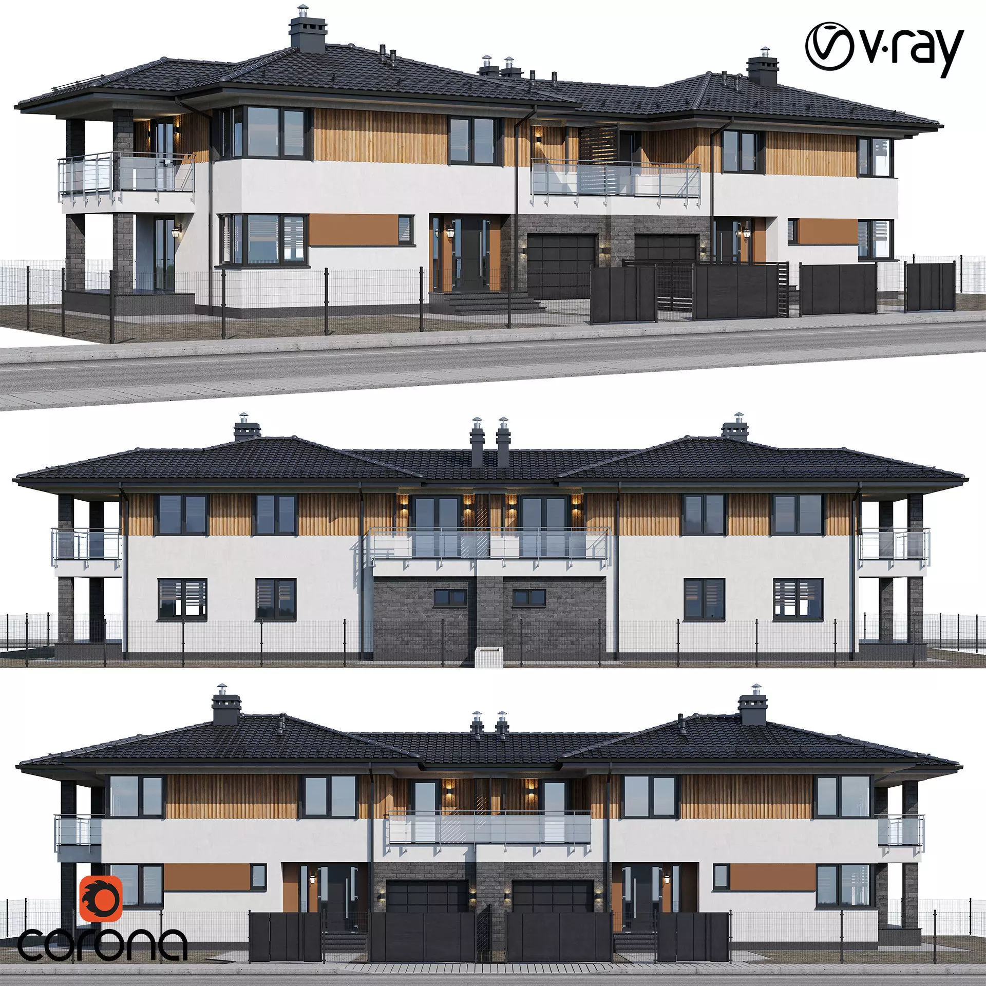 Duplex house 1 3D model_0