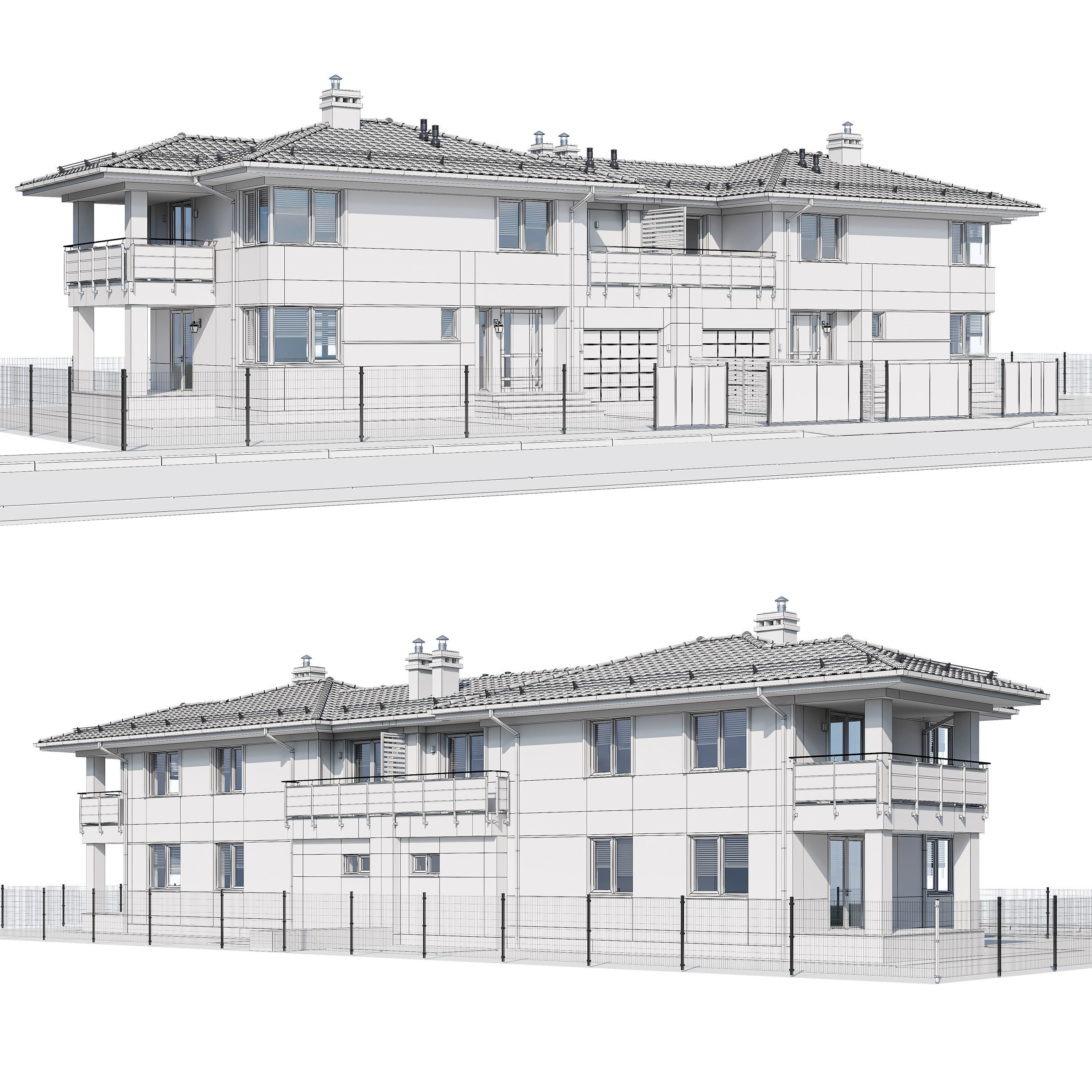 Duplex house 1 3D model_5