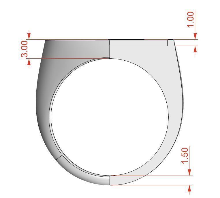 Signet rings set HERALDIC SHIELD top 3D print model_7