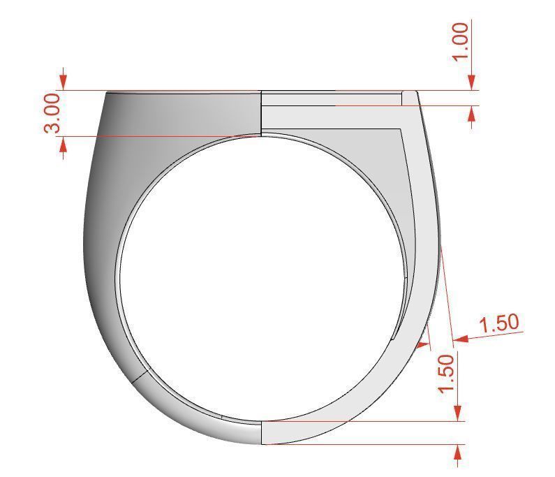 Signet rings set HERALDIC SHIELD top 3D print model_8
