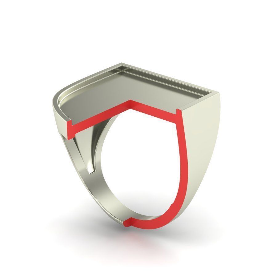 Signet rings set HERALDIC SHIELD top 3D print model_4