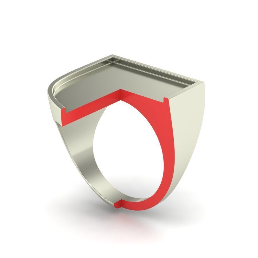 Signet rings set HERALDIC SHIELD top 3D print model_5