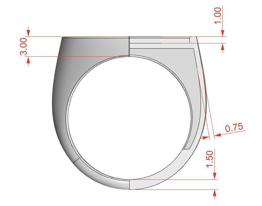 Signet rings set HERALDIC SHIELD top 3D print model_9