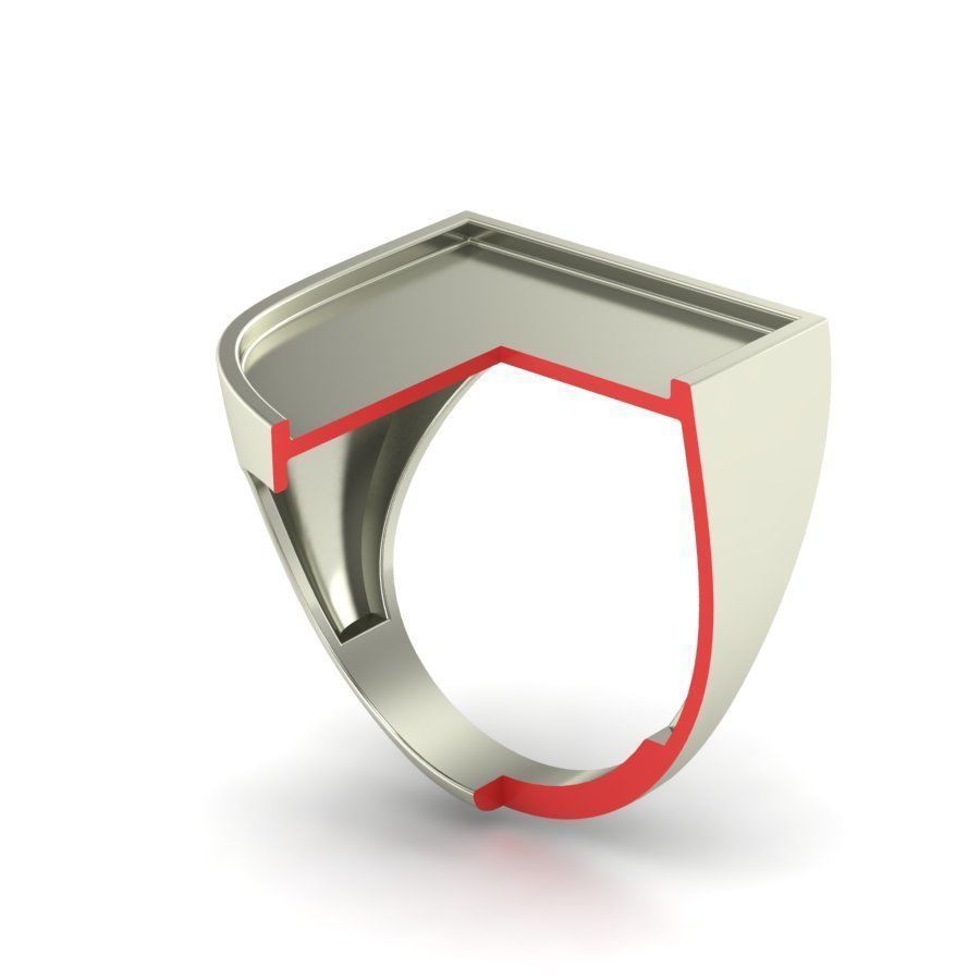 Signet rings set HERALDIC SHIELD top 3D print model_6