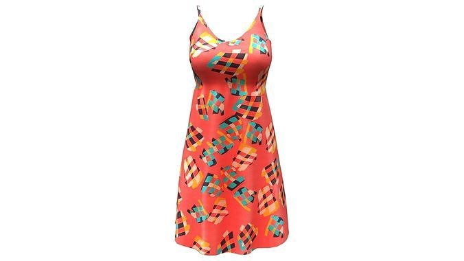 Knee Length Casual Summer Dress Low-poly 3D model