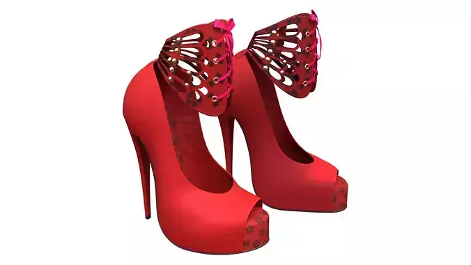 High Heeled Red Peep Toe Pumps Ankle Strap Shoes