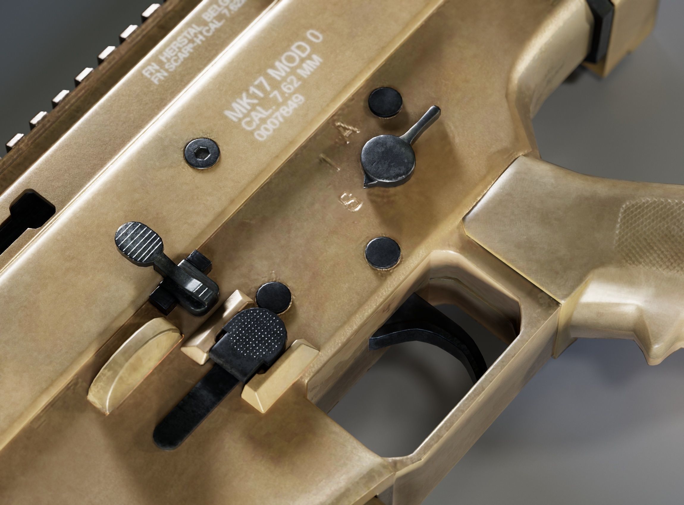 Assault Rifle SCAR Low-poly 3D model_9