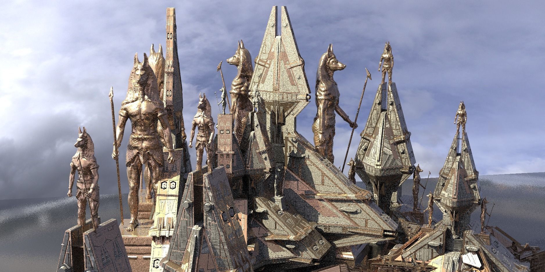 Anubis Returns pyramid tower Kitbash 2  3D model_1