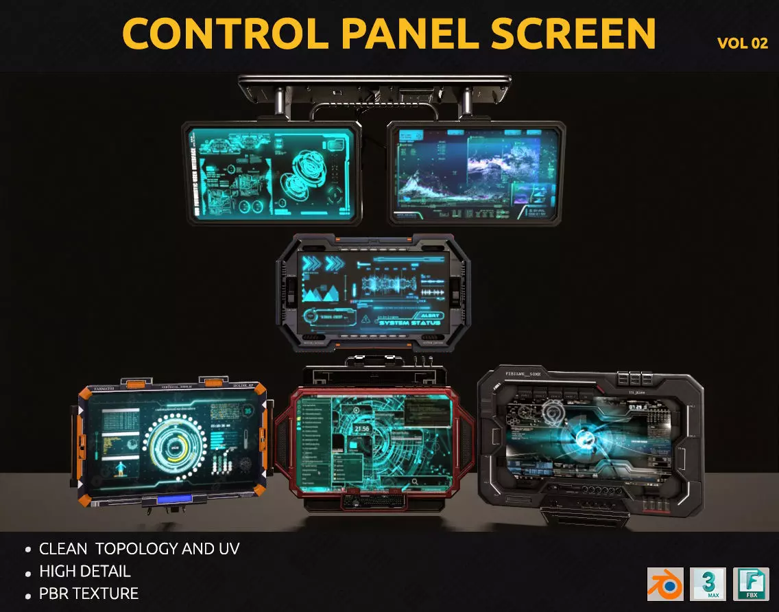 control panel screen - Vol 02 Low-poly 3D model_0