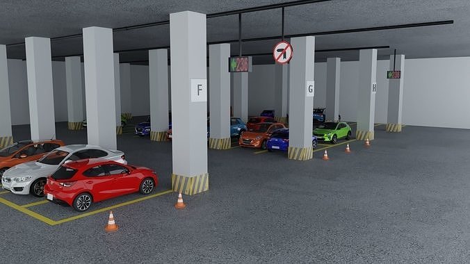 Closed Car Parking Area Low-poly 3D model